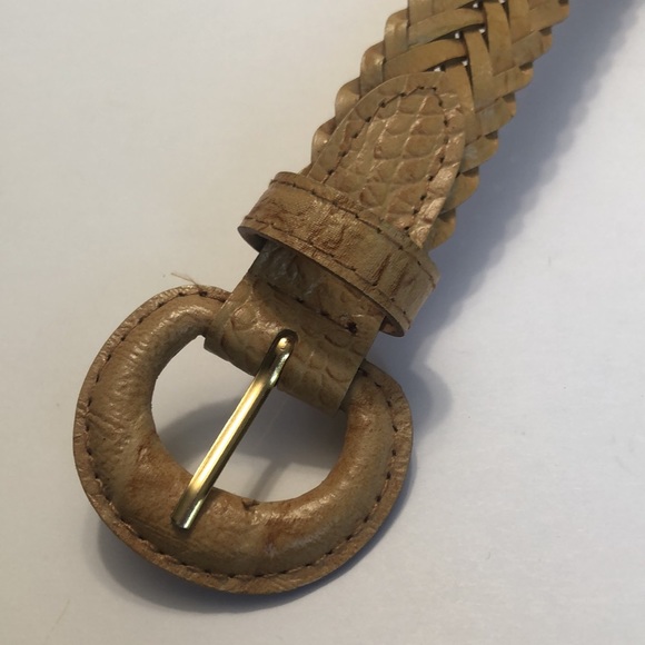 Tan Blonde Braided Genuine Leather Belt size M - Picture 7 of 9